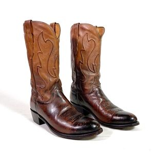 Lucchese Western Cowboy Ranch Hand Boots Brown